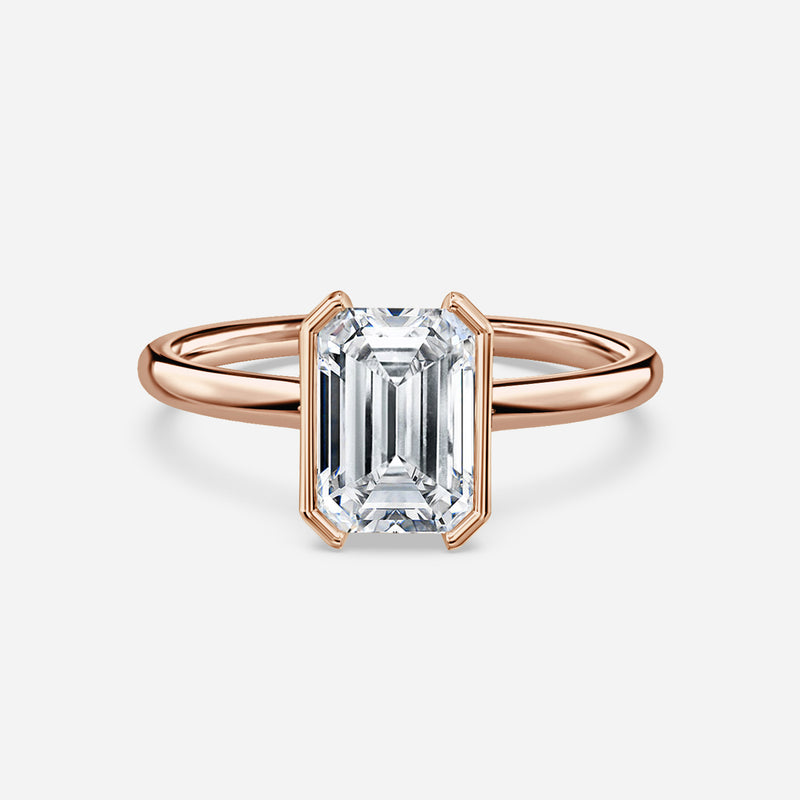 Augusta Emerald Bezel Lab Grown Diamond Engagement Ring