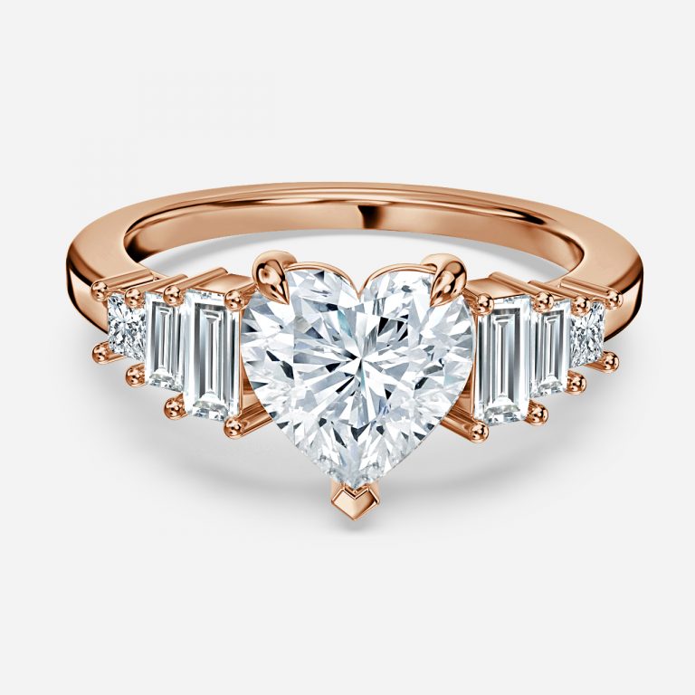 Diya Heart Cut Lab Grown Diamond Three Stone Ring
