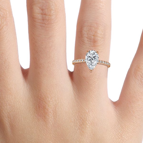 Luz De La Luna Pear Side Diamond Engagement Ring