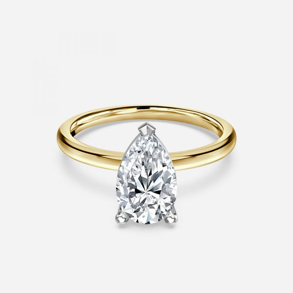 Lydia Pear Cut Lab Grown Diamond Two Tone Solitaire Ring