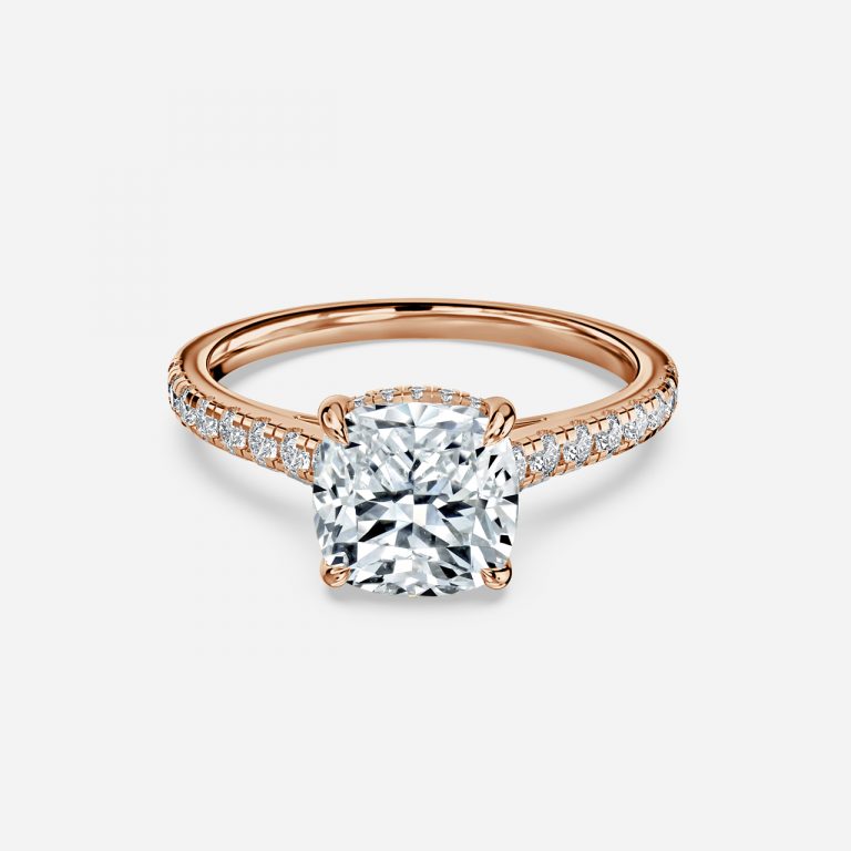 Versailles Cushion Hidden Halo Lab Grown Diamond Engagement Ring