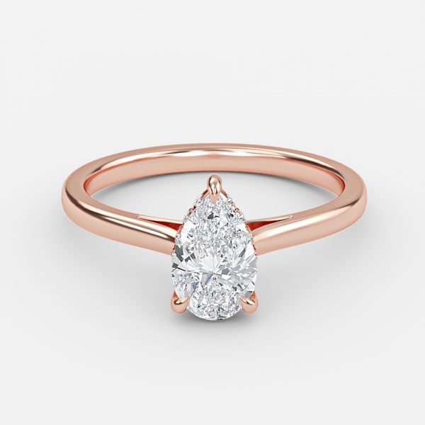 Hazal Pear Hidden Halo Lab Grown Diamond Engagement Ring