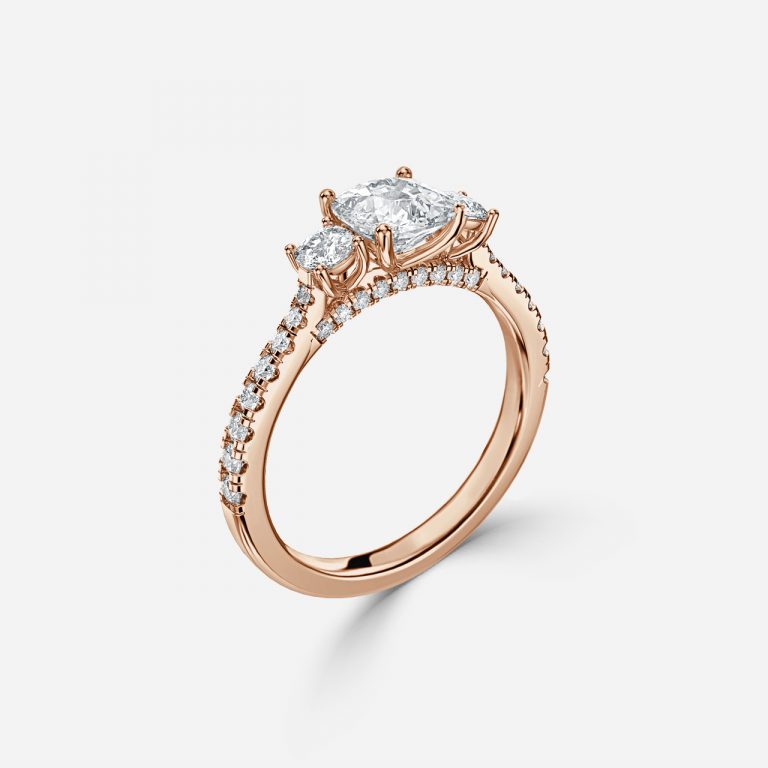 Diana Cushion Cut Lab Grown Diamond Three Stone Ring