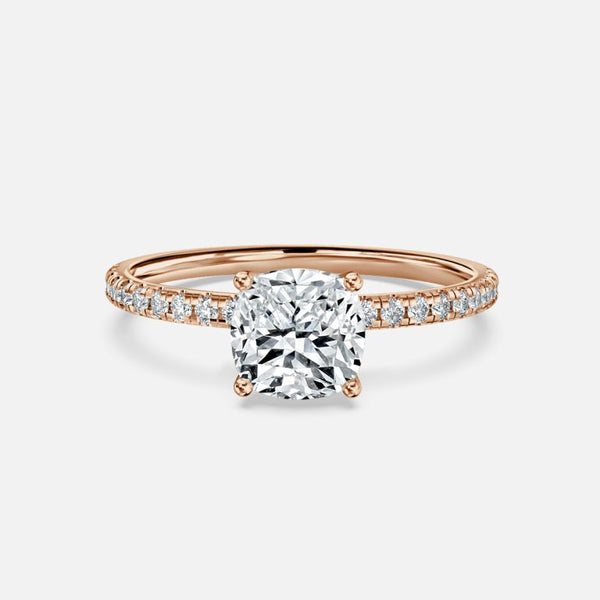 Tulip Cushion Diamond Band Engagement Ring