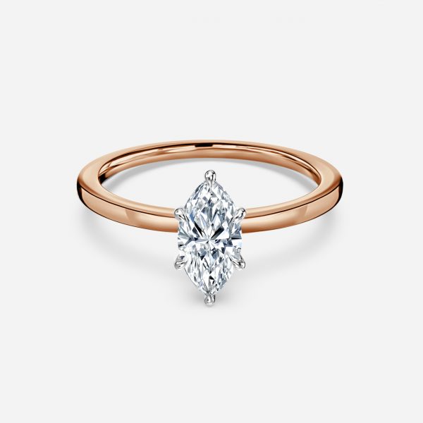 Isabella Marquise Cut Lab Grown Diamond Two Tone Solitaire Ring