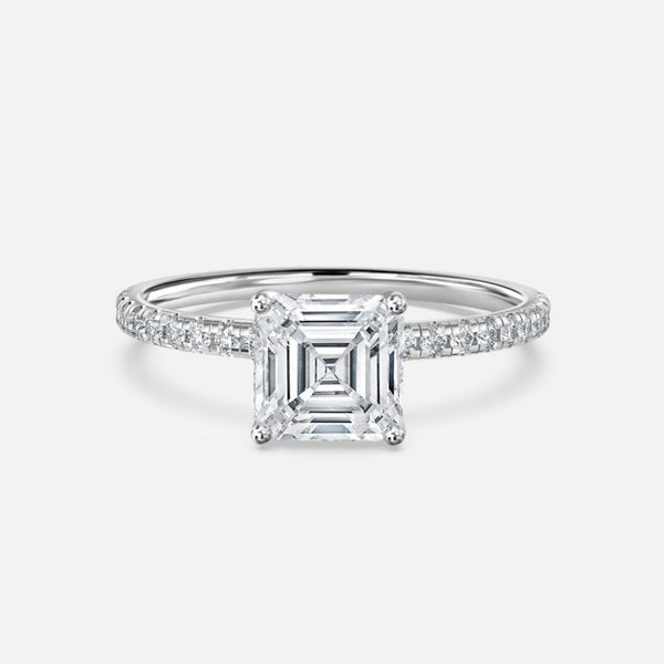 Tulip Asscher Diamond Band Engagement Ring