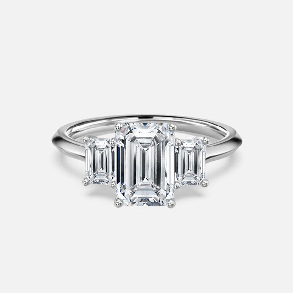 Dae Emerald Three Stone Lab Grown Diamond Engagement Ring