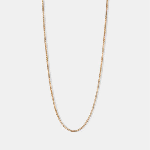 18K Yellow Gold Box Chain Necklace For Women
