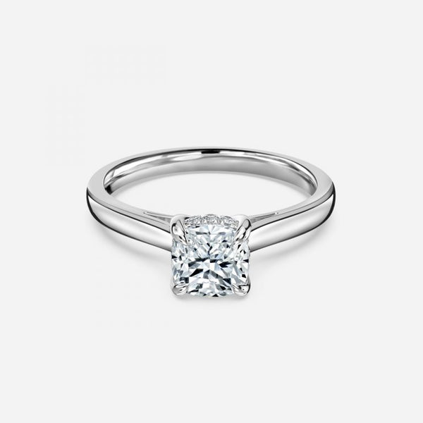 Hazal Cushion Hidden Halo Engagement Ring Loose Grown Diamond