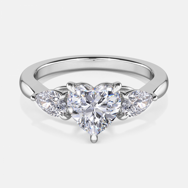 Olina Heart Three Stone Lab Created Diamond Engagement Ring