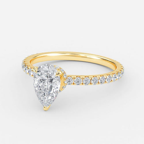 2.01ct Ambrosia Pear Hidden Halo Engagement Ring In 14K Yellow Gold (US Size: 6.75)