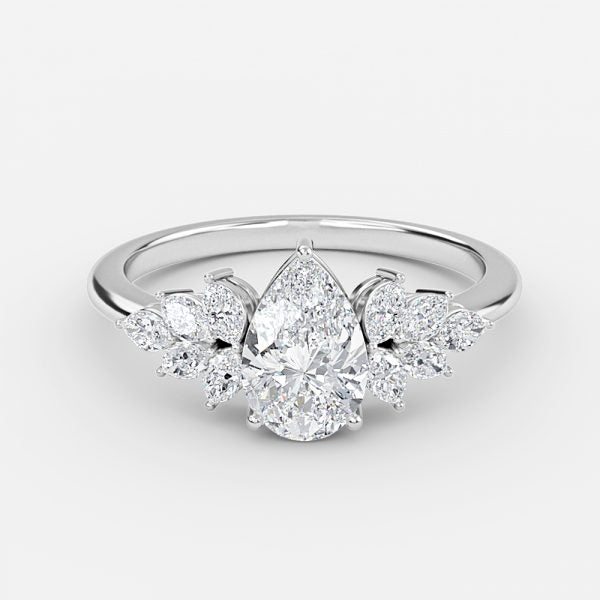 Avian Pear Cut Lab Grown Diamond Cluster Ring