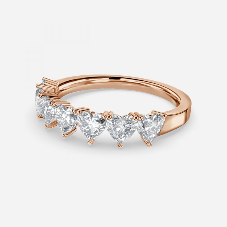 7 Stone Heart Lab Grown Diamond Half Eternity Anniversary Band