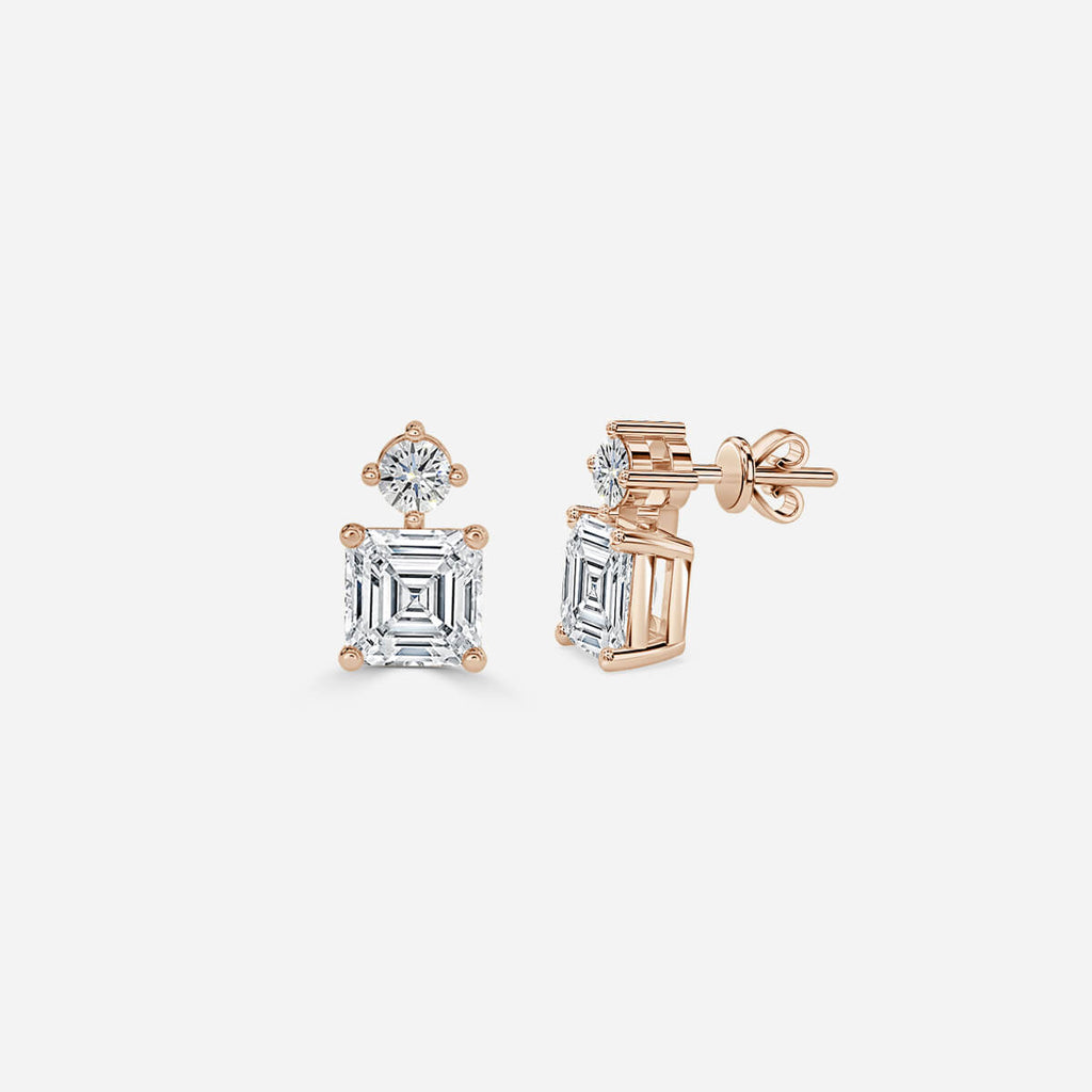 Asscher Cut Lab Grown Diamond Drop Earrings