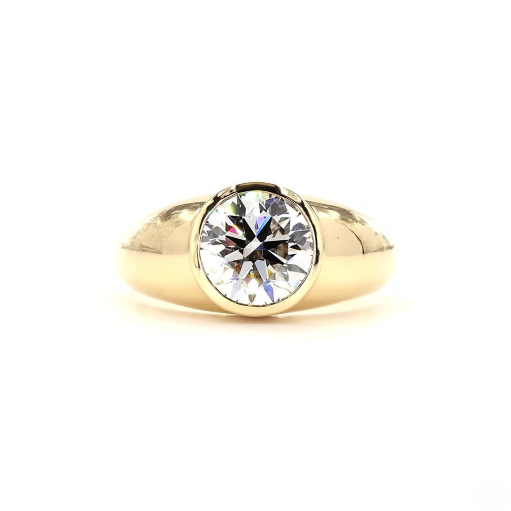 Round Dome Engagement Ring In 14K Yellow Gold