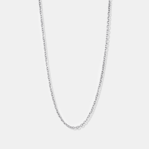 18K White Gold Cable Chain Necklace For Women