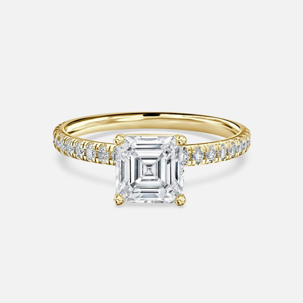 Luz De La Luna Asscher Diamond Band Engagement Ring