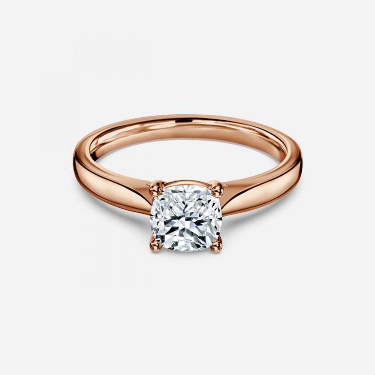 Lotus Plain Cushion Solitaire Lab Grown Diamond Engagement Ring