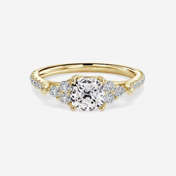 Elizabeth Cushion Cut Lab Grown Diamond Three Stone Ring