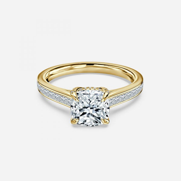 Mithrial Cushion Hidden Halo Lab Created Diamond Engagement Ring
