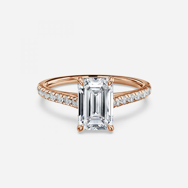 Ayla Emerald Diamond Band Engagement Ring