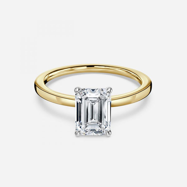 Isabella Emerald Cut Lab Grown Diamond Two Tone Solitaire Ring