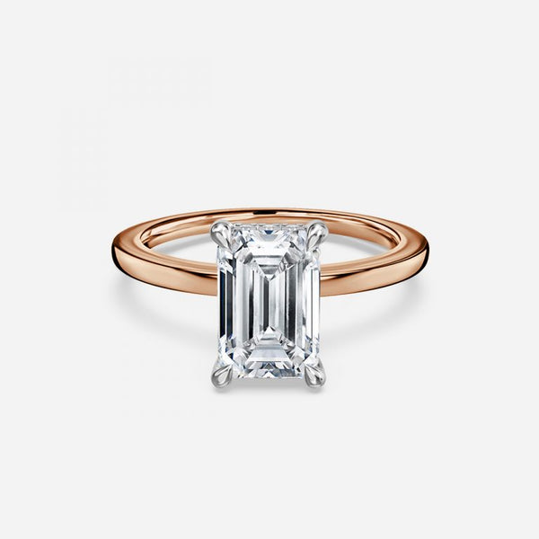 Vina Emerald Cut Lab Grown Diamond Hidden Halo Ring