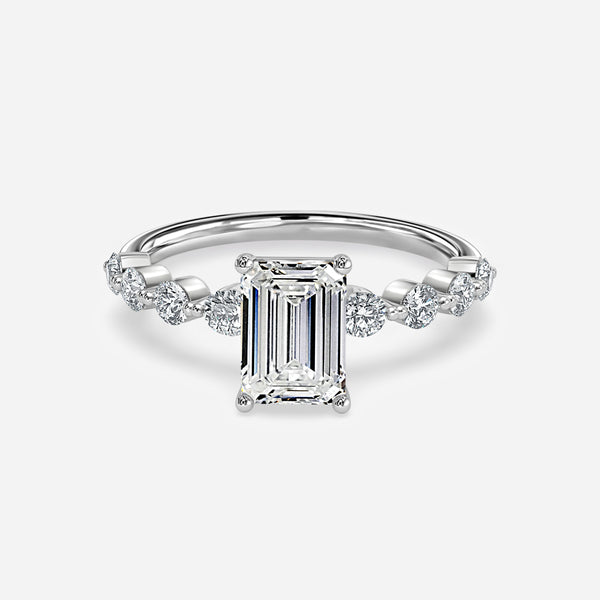 Vivian Emerald Unique Lab Grown Diamond Engagement Ring