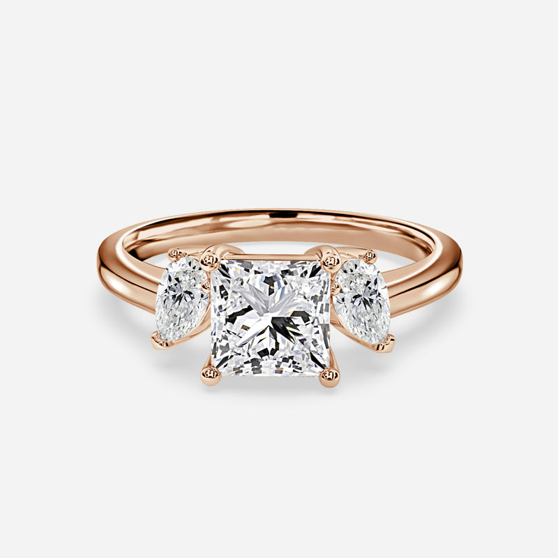 Freya Princess Cut Lab Grown Diamond Three Stone Ring