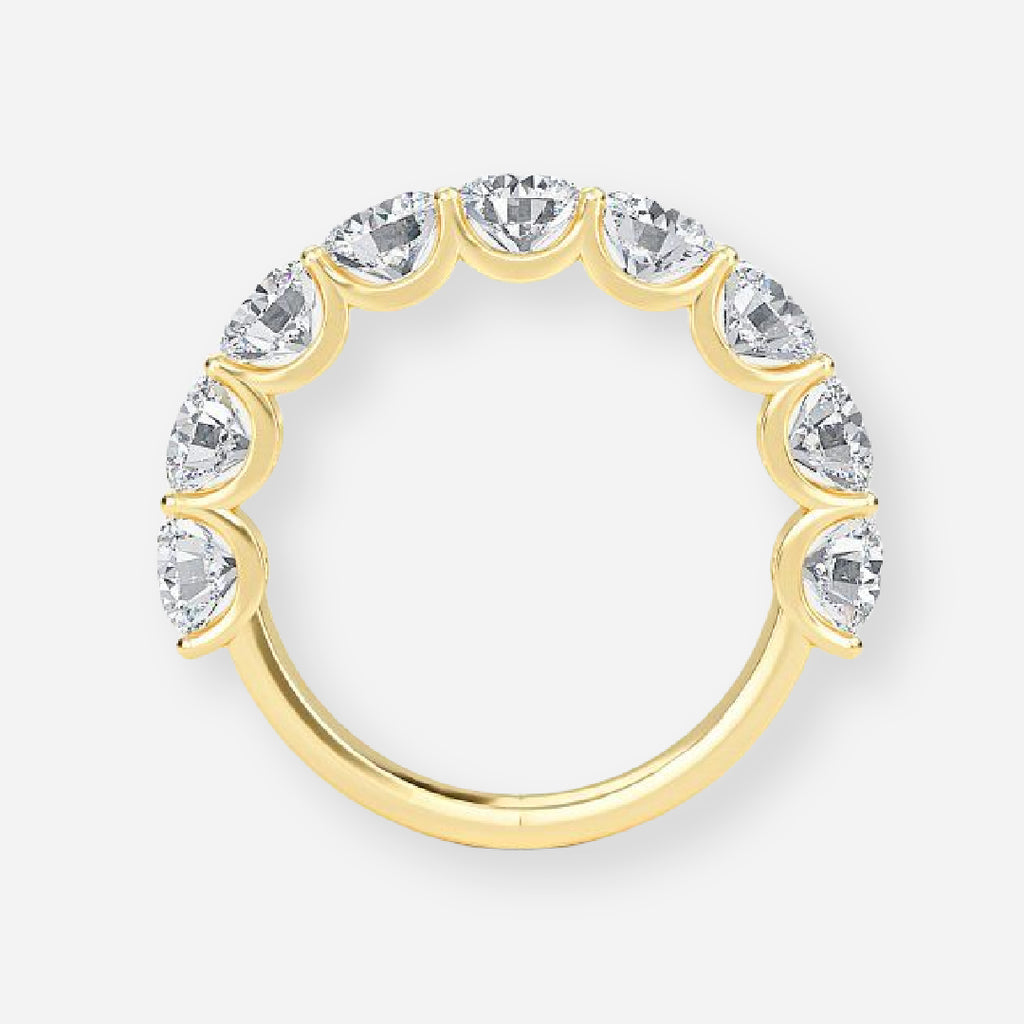 9 Stone Round Lab Grown Diamond Half Eternity Anniversary Band
