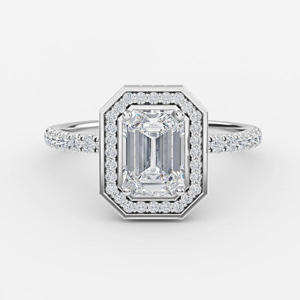 Jennifer Emerald Cut Lab Grown Diamond Halo Ring