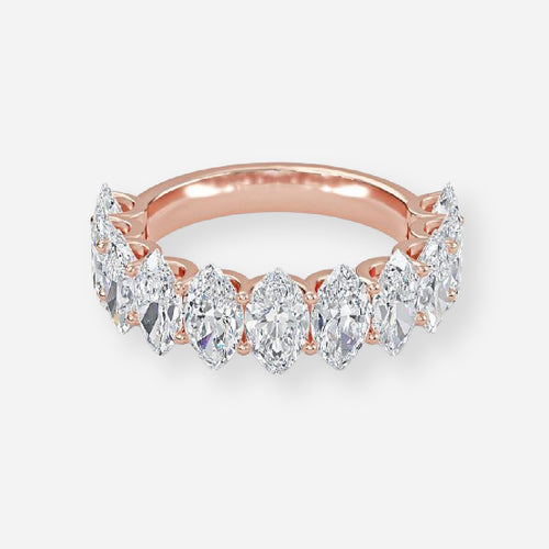 11 Stone Marquise Lab Grown Diamond Half Eternity Anniversary Band