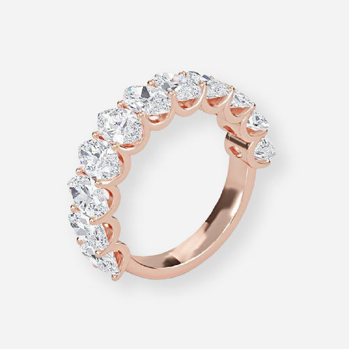 11 Stone Marquise Lab Grown Diamond Half Eternity Anniversary Band