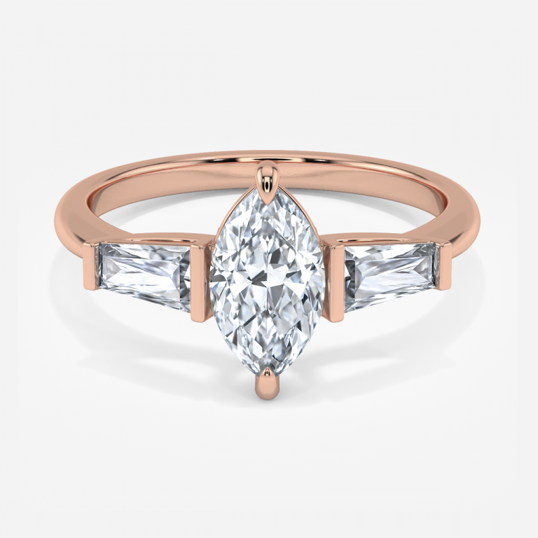 Geraldine Marquise Cut Lab Grown Diamond Three Stone Ring