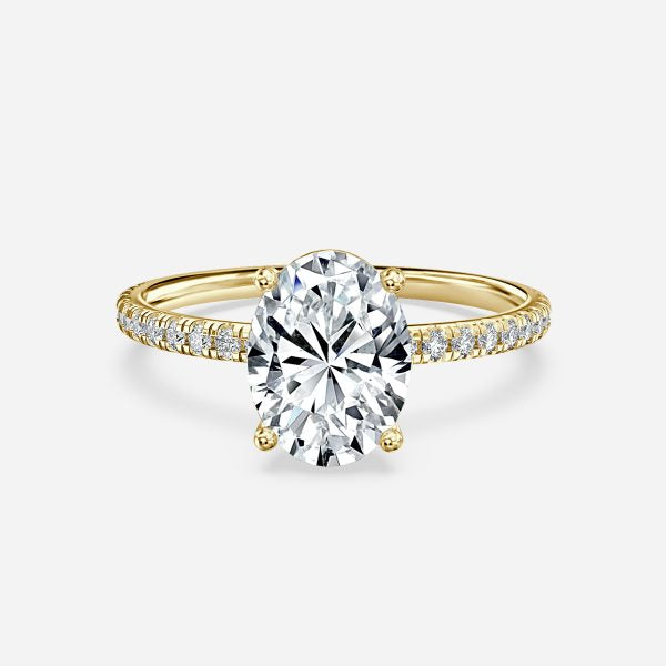 Luz De La Luna Oval Diamond Band Engagement Ring