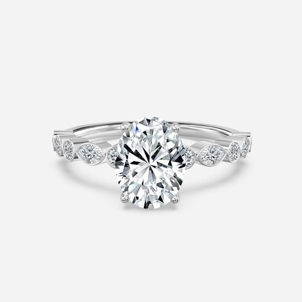 Trinity Oval Unique Lab Grown Diamond Engagement Ring