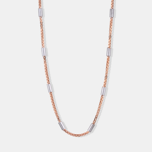 18K Rose &amp; White Gold Two-Tone Station Chain Necklace