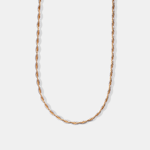 18K Rose &amp; White Gold Two-Tone Rope Chain Necklace
