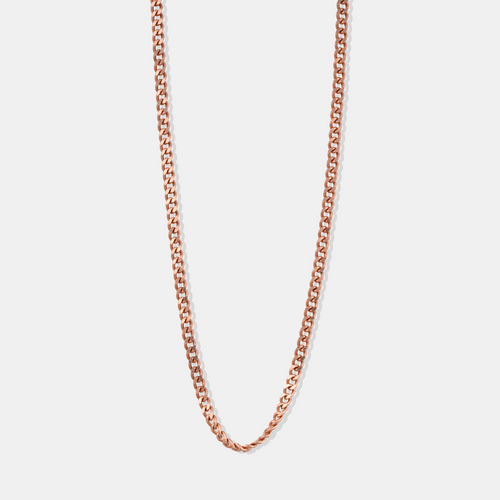 18K Rose Gold Curb Chain Necklace For Women