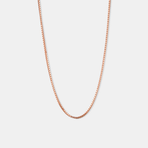 18K Rose Gold Box Chain Necklace For Women