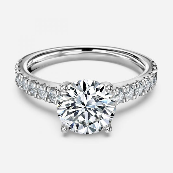 Ella Round Lab Grown Diamond Side Stone Engagement Ring