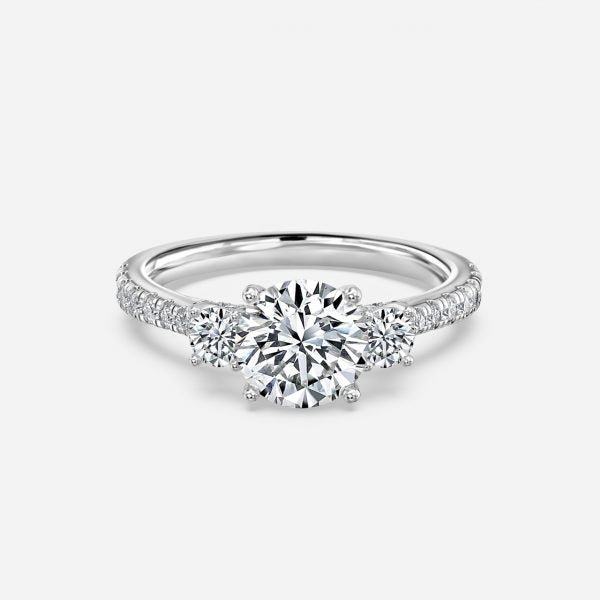 Diana Round Lab Created Diamond Three Stone Engagement Ring