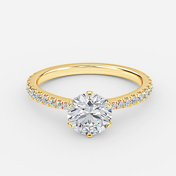 Una Two Tone Round Lab Grown Diamond Side Stone Engagement Ring