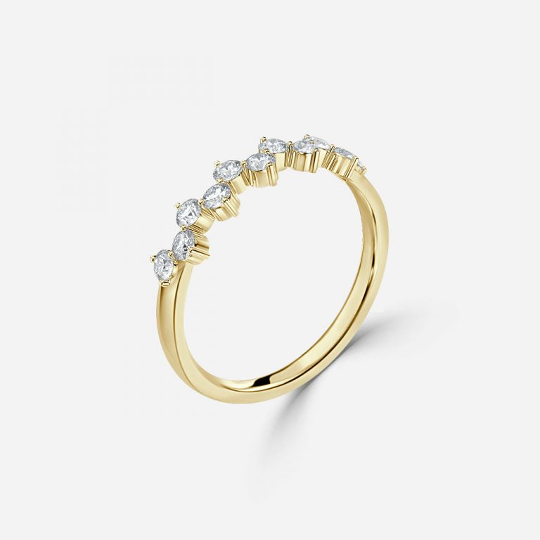 Angelic Round Lab Grown Diamond Scattered Prong Stackable Wedding Ring