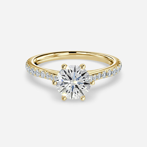Shyam Round Lab Grown Diamond Side Stone Engagement Ring