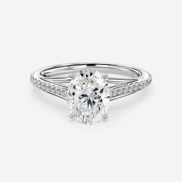 Heni Oval Diamond Band Engagement Ring
