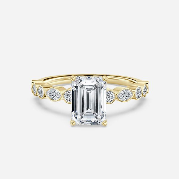 Trinity Emerald Unique Diamond Band Engagement Ring