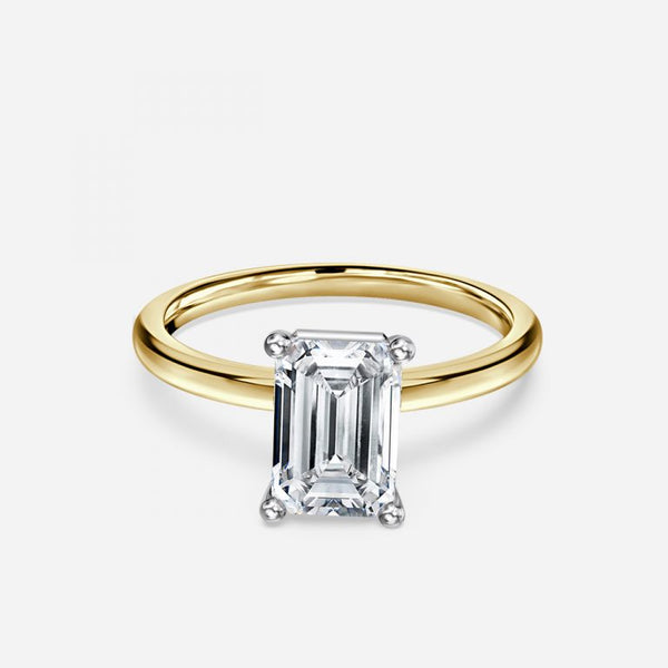 Lydia Emerald Cut Lab Grown Diamond Two Tone Solitaire Ring
