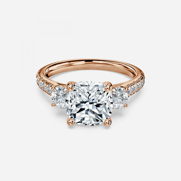 Talia Cushion Three Stone Engagement Ring
