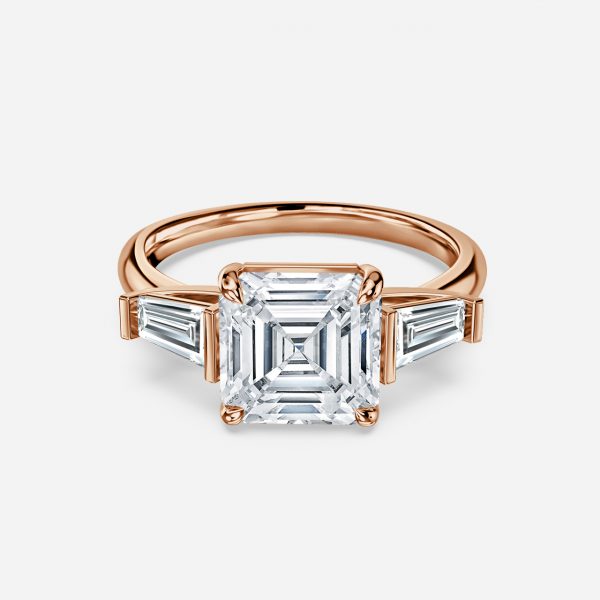 Geraldine Asscher Three Stone Lab Created Diamond Engagement Ring